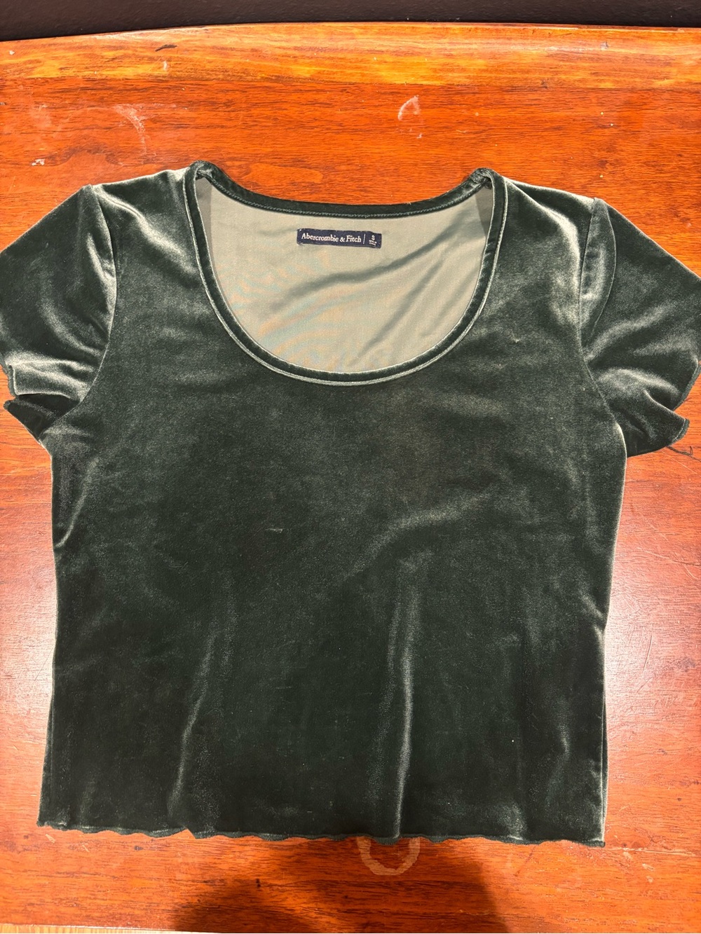 Abercrombie & Fitch Forest Green Velvet Scoop Crop Top